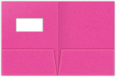 Razzle Berry Vellum 100lb 9 x 12 Two Pocket Folders with 4 Inch Pockets and 2 x 4 Window