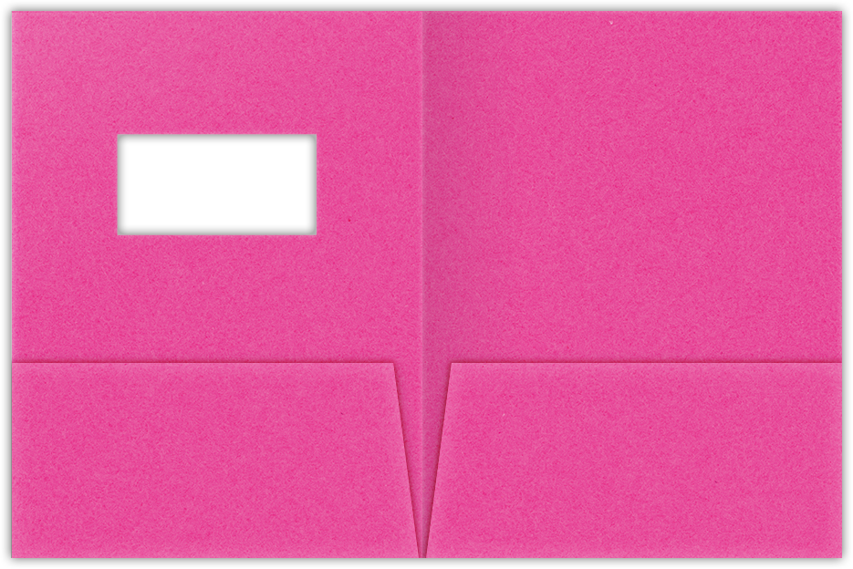 Razzle Berry Vellum 100lb 9 x 12 Two Pocket Folders with 4 Inch Pockets and 2 x 4 Window