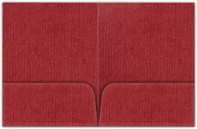 Red Linen 80lb 9 x 12 Two Pocket Folders with 4 Inch Round Corner Pockets