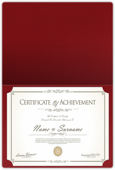 Red Hopsack 90lb 9 1/2 x 12 Landscape or Portrait Certificate Holders with Rounded Corner Slits