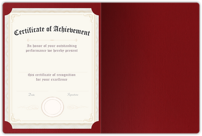 Red Hopsack 90lb 9 1/2 x 12 Landscape or Portrait Certificate Holders with Rounded Corner Slits