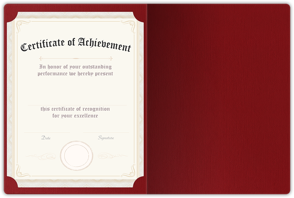 Red Hopsack 90lb 9 1/2 x 12 Landscape or Portrait Certificate Holders with Rounded Corner Slits