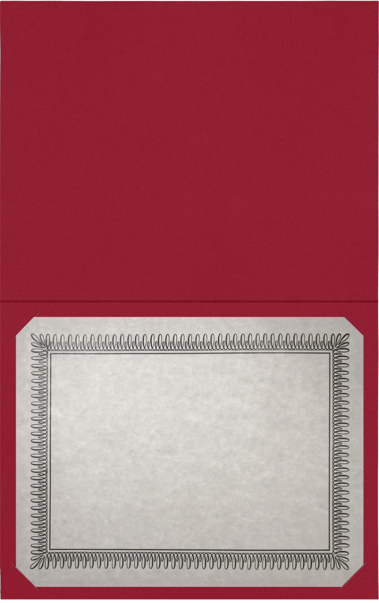 Red Hopsack 90lb 9 1/2 x 12 Landscape or Portrait Certificate Holders with Square Corner Slits (Holds 8 1/2 x 11 Certificate)