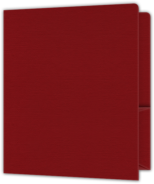 Red Hopsack 90lb 9 x 12 Two Pocket Round Corner Folders with 4 1/4 Inch Pocket