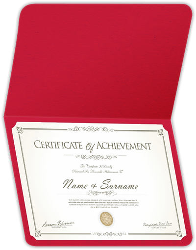 Wild Cherry Vellum 100lb 9 1/2 x 12 Landscape or Portrait Certificate Holders with Rounded Corner Slits
