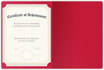 Wild Cherry Vellum 100lb 9 1/2 x 12 Landscape or Portrait Certificate Holders with Rounded Corner Slits