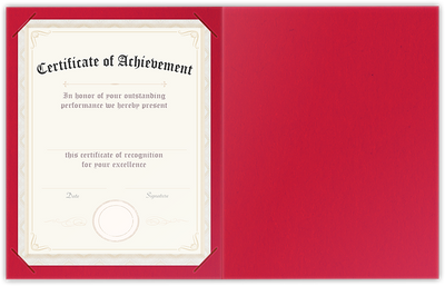 Wild Cherry Vellum 100lb 9 1/2 x 12 Landscape or Portrait Certificate Holders with Square Corner Slits (Holds 8 1/2 x 11 Certificate)