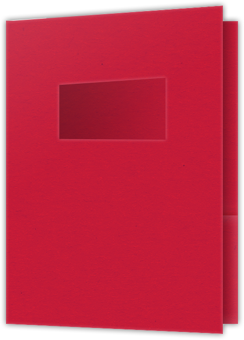 Wild Cherry Vellum 100lb 9 x 12 Two Pocket Folders with 4 Inch Pockets and 2 x 4 Window