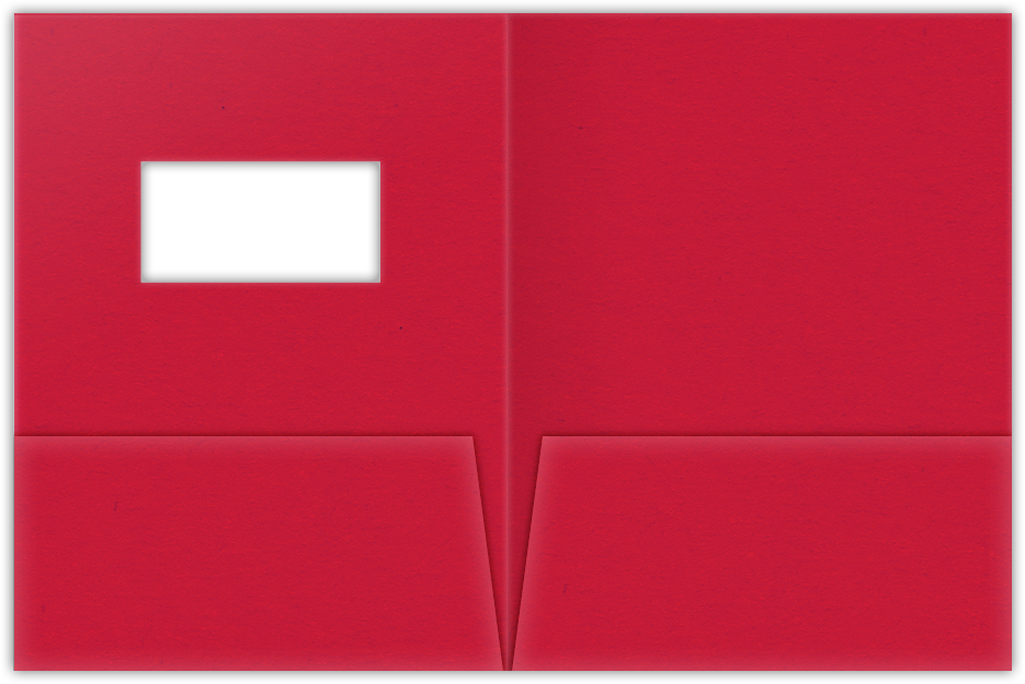 Wild Cherry Vellum 100lb 9 x 12 Two Pocket Folders with 4 Inch Pockets and 2 x 4 Window