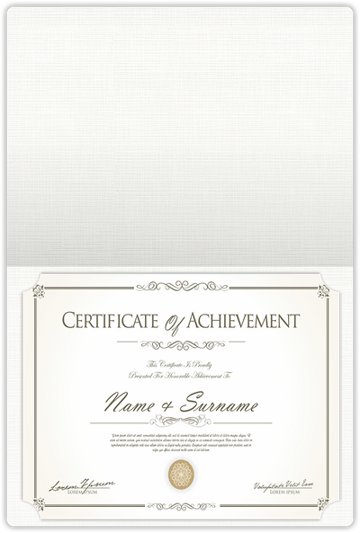 Bright White Linen 100lb 9 1/2 x 12 Landscape or Portrait Certificate Holders with Rounded Corner Slits