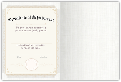 Bright White Linen 100lb 9 1/2 x 12 Landscape or Portrait Certificate Holders with Rounded Corner Slits