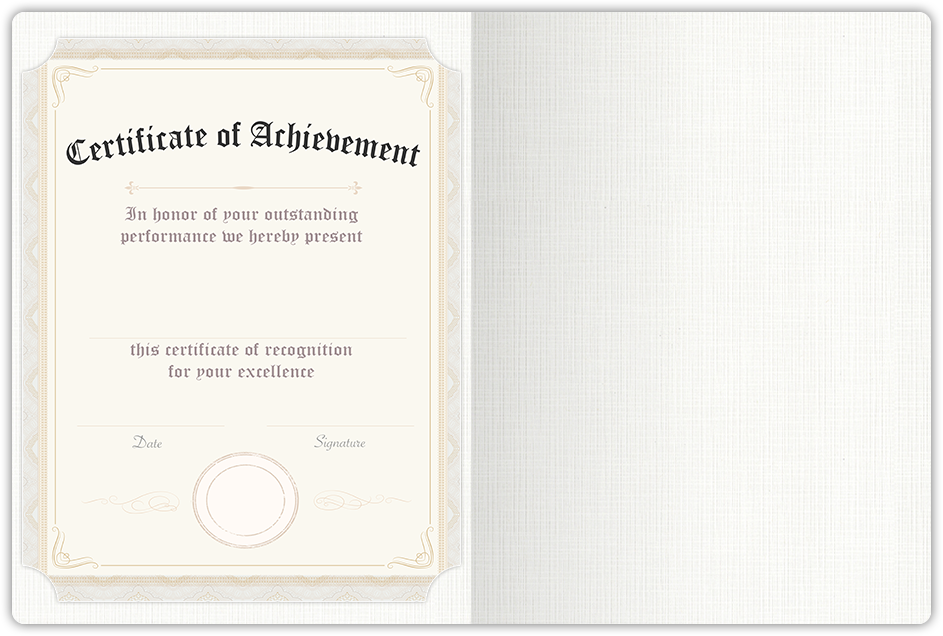 Bright White Linen 100lb 9 1/2 x 12 Landscape or Portrait Certificate Holders with Rounded Corner Slits