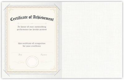 Bright White Linen 100lb 9 1/2 x 12 Landscape or Portrait Certificate Holders with Square Corner Slits (Holds 8 1/2 x 11 Certificate)