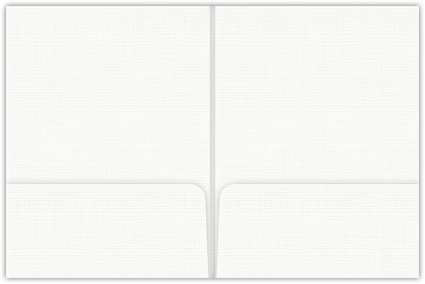 Bright White Linen 100lb 9 x 12 Two Pocket Folders with 4 Inch Round Corner Pockets and 1/4 Inch Expansion with Double Score Spine