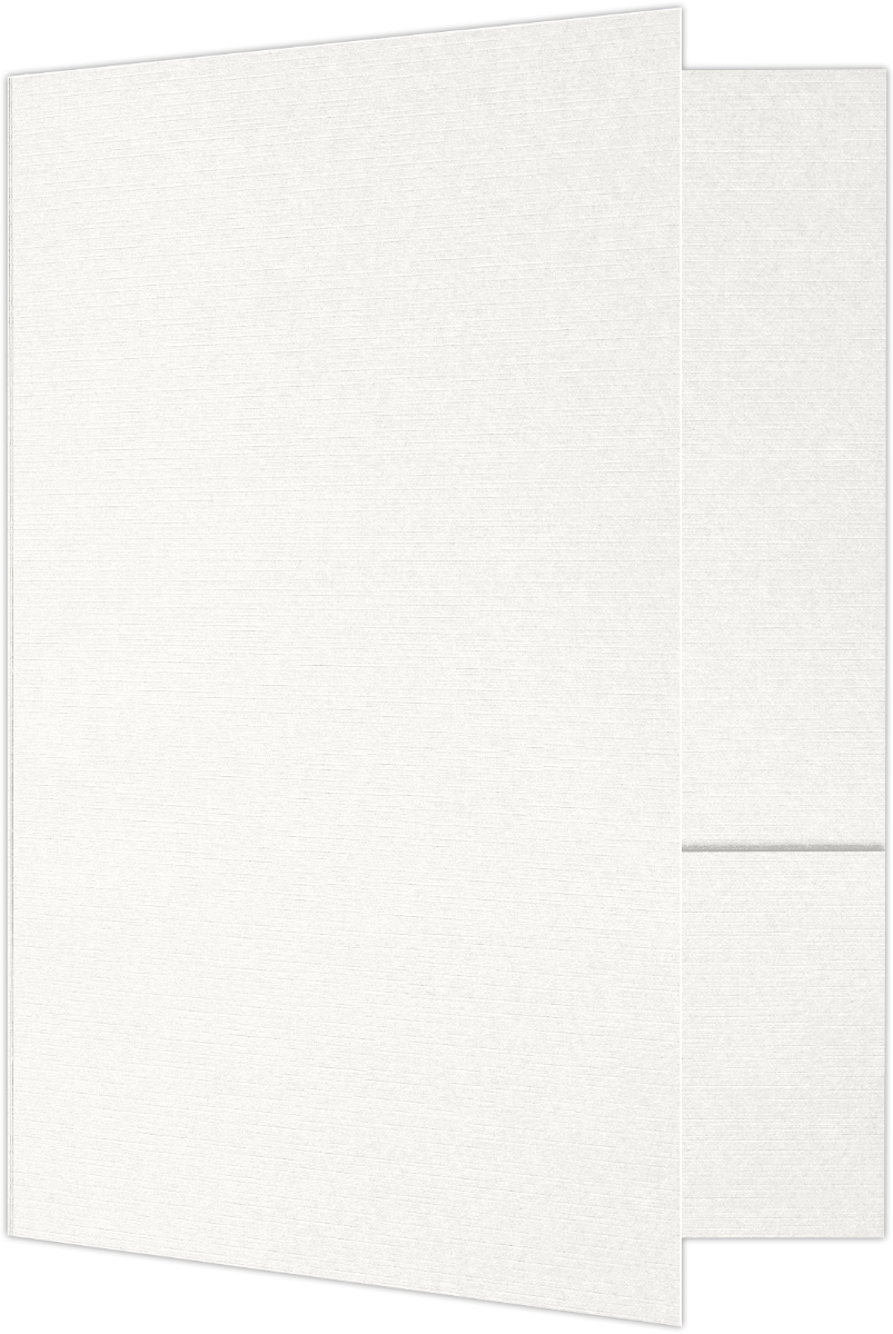 Bright White Linen 100lb 6 x 9 Two Pocket Half Size Folders with 3 Inch Pockets