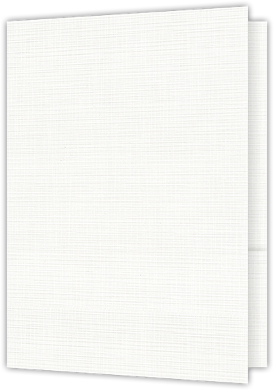 Bright White Linen 100lb 9 x 12 Two Pocket Folders with 4 Inch Curved Pockets