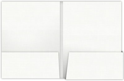 Bright White Linen 100lb 9 x 12 Two Pocket Folders with 4 1/4 Inch Deep Box Pockets and 1/4 Inch Expansion with Double Score Spine