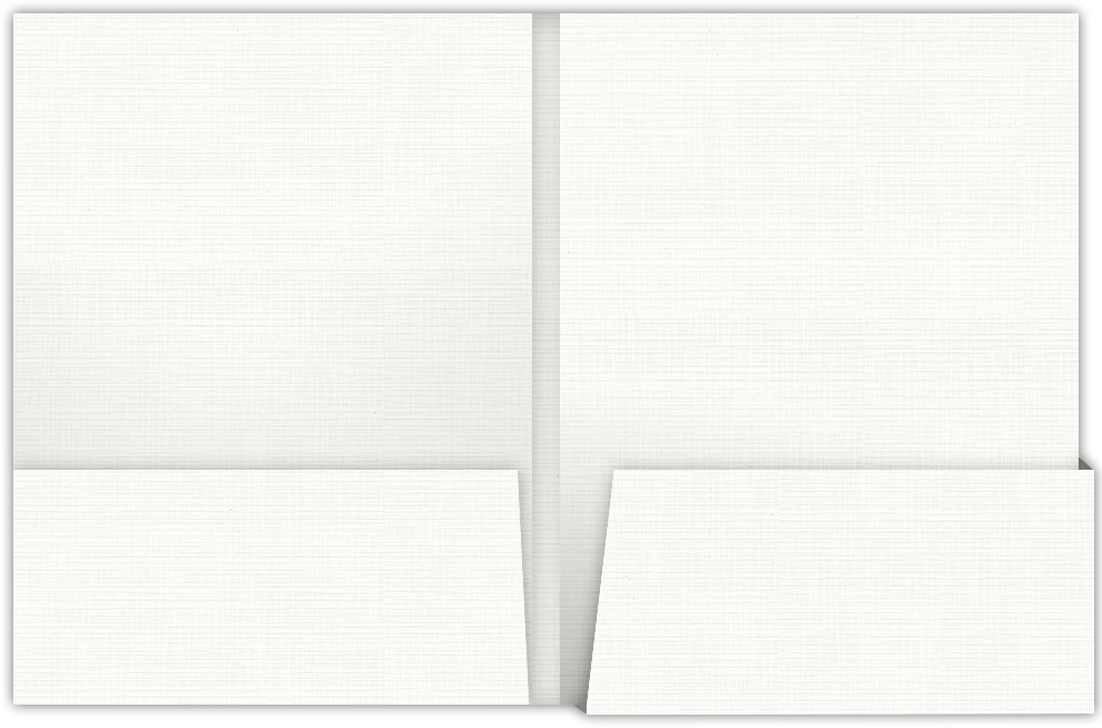 Bright White Linen 100lb 9 x 12 Two Pocket Folders with 4 1/4 Inch Deep Box Pockets and 1/4 Inch Expansion with Double Score Spine