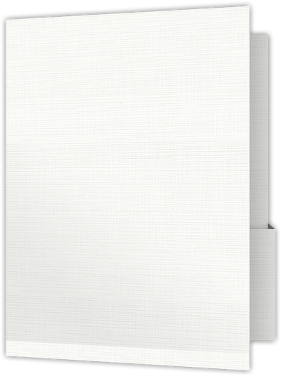 Bright White Linen 100lb 9 x 12 Two Pocket Folders with 4 1/4 Inch Deep Box Pockets and 1/4 Inch Expansion with Double Score Spine