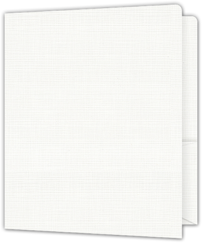 Bright White Linen 100lb 9 x 12 Two Pocket Round Corner Folders with 4 1/4 Inch Pocket