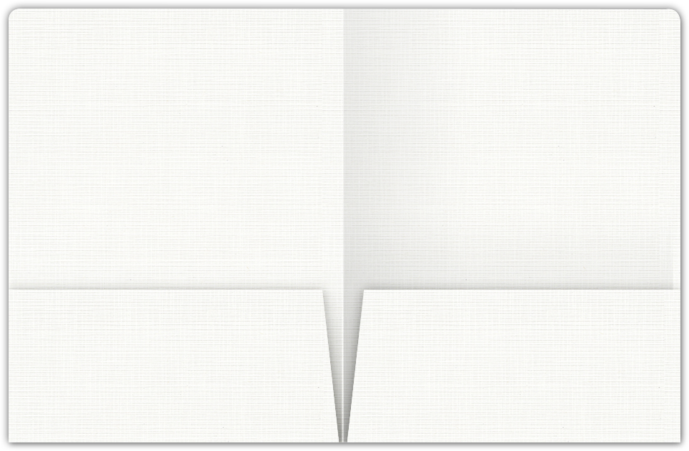 Bright White Linen 100lb 9 x 12 Two Pocket Round Corner Folders with 4 1/4 Inch Pocket