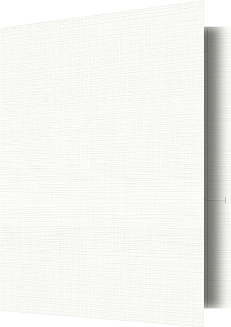 Bright White Linen 100lb 9 1/2 x 11 3/4 Two Pocket Folders with 4 1/2 Inch Pockets and 1 Inch Reinforced Top and Edges