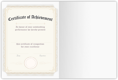 Cougar White Smooth 100lb 9 1/2 x 12 Landscape or Portrait Certificate Holders with Rounded Corner Slits
