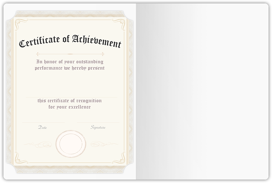 Cougar White Smooth 100lb 9 1/2 x 12 Landscape or Portrait Certificate Holders with Rounded Corner Slits