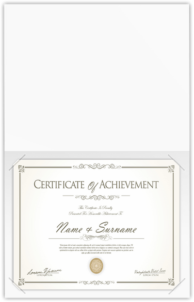 Cougar White Smooth 100lb 9 1/2 x 12 Landscape or Portrait Certificate Holders with Square Corner Slits (Holds 8 1/2 x 11 Certificate)