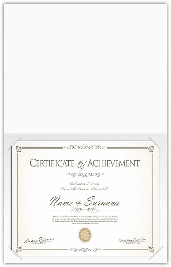 Cougar White Smooth 100lb 9 1/2 x 12 Landscape or Portrait Certificate Holders with Square Corner Slits (Holds 8 1/2 x 11 Certificate)