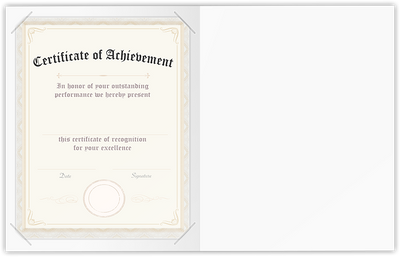 Cougar White Smooth 100lb 9 1/2 x 12 Landscape or Portrait Certificate Holders with Square Corner Slits (Holds 8 1/2 x 11 Certificate)