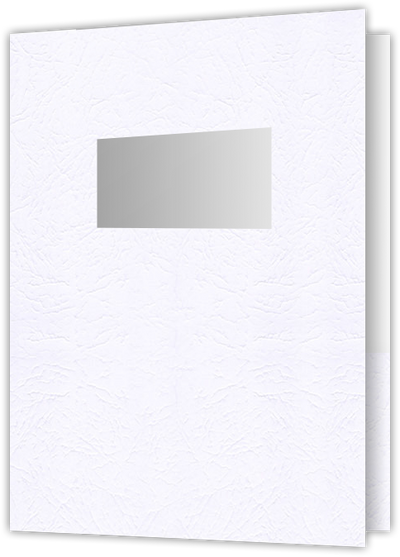 Marble Crush White Smooth 12pt C1S 9 x 12 Two Pocket Folders with 4 Inch Pockets and 2 x 4 Window