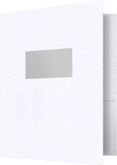 Marble Crush White 12pt C1S 9 1/2 x 11 3/4 Two Pocket Folders with 4 1/2 Inch Pockets and 1 Inch Reinforced Top and Edges