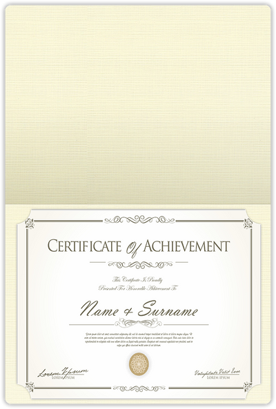 Natural White Linen 100lb 9 1/2 x 12 Landscape or Portrait Certificate Holders with Rounded Corner Slits