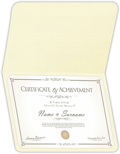 Natural White Linen 100lb 9 1/2 x 12 Landscape or Portrait Certificate Holders with Rounded Corner Slits