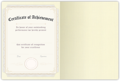 Natural White Linen 100lb 9 1/2 x 12 Landscape or Portrait Certificate Holders with Rounded Corner Slits