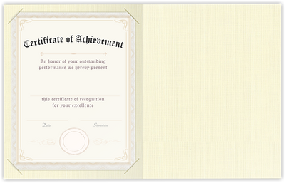 Natural White Linen 100lb 9 1/2 x 12 Landscape or Portrait Certificate Holders with Square Corner Slits (Holds 8 1/2 x 11 Certificate)