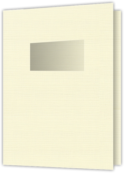 Natural White Linen 100lb 9 x 12 Two Pocket Folders with 4 Inch Pockets and 2 x 4 Window