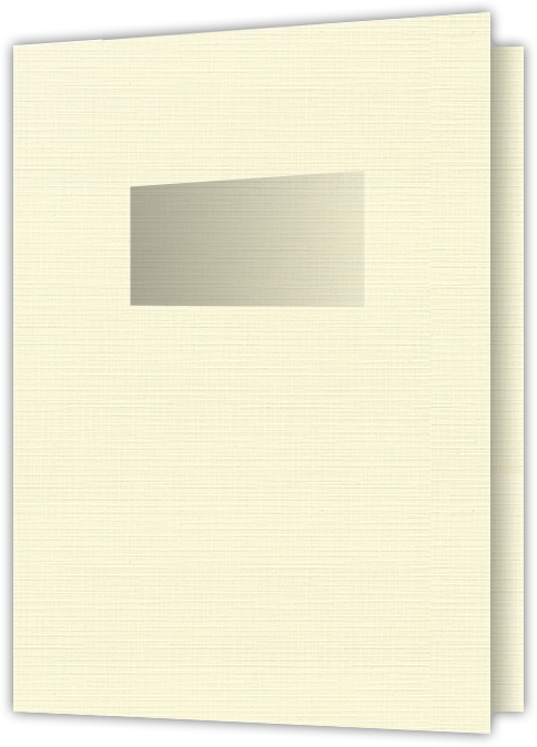 Natural White Linen 100lb 9 x 12 Two Pocket Folders with 4 Inch Pockets and 2 x 4 Window