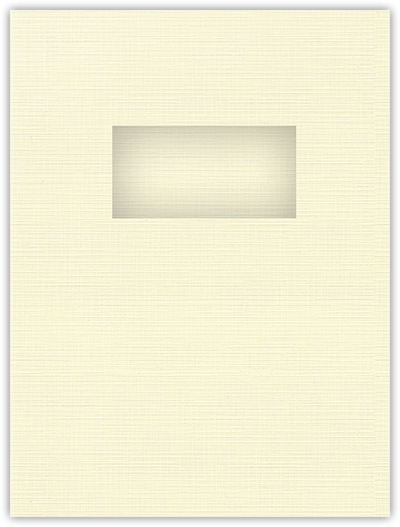 Natural White Linen 100lb 9 x 12 Two Pocket Folders with 4 Inch Pockets and 2 x 4 Window
