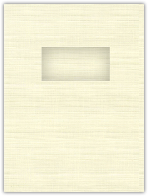 Natural White Linen 100lb 9 x 12 Two Pocket Folders with 4 Inch Pockets and 2 x 4 Window