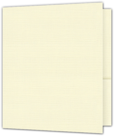 Natural White Linen 100lb 9 x 12 Two Pocket Folders with 4 Inch Round Corner Pockets