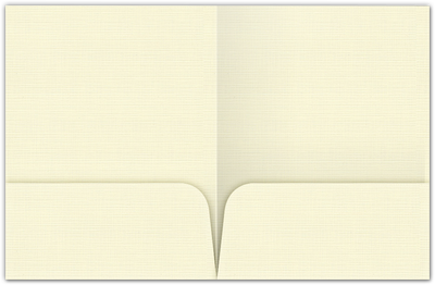 Natural White Linen 100lb 9 x 12 Two Pocket Folders with 4 Inch Round Corner Pockets