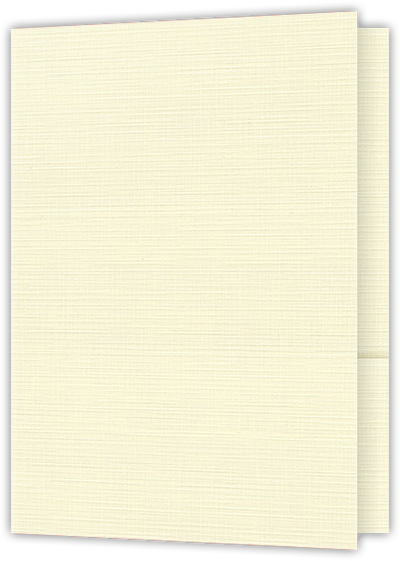 Natural White Linen 100lb 9 x 12 Two Pocket Folders with 4 Inch Round Corner Pockets and 1/4 Inch Expansion with Double Score Spine