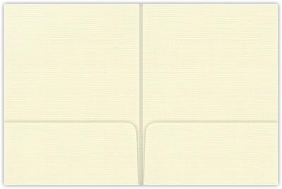 Natural White Linen 100lb 9 x 12 Two Pocket Folders with 4 Inch Round Corner Pockets and 1/4 Inch Expansion with Double Score Spine