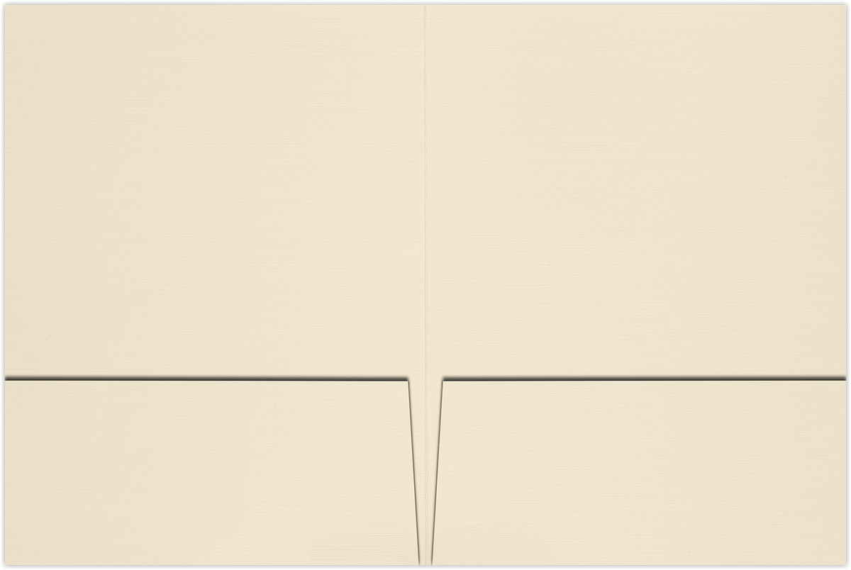 Natural White Linen 100lb 6 x 9 Two Pocket Half Size Folders with 3 Inch Pockets