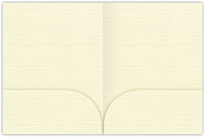 Natural White Linen 100lb 9 x 12 Two Pocket Folders with 4 Inch Curved Pockets