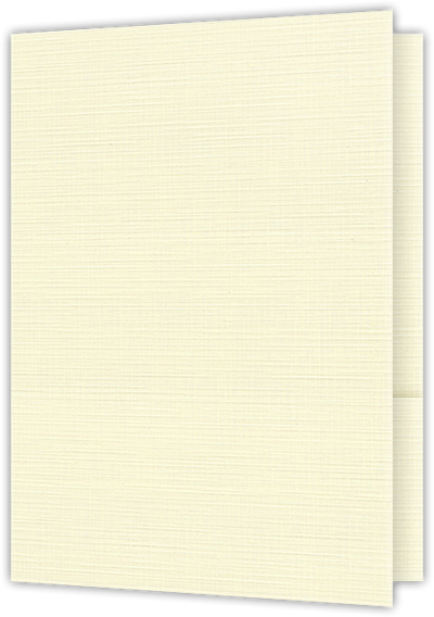 Natural White Linen 100lb 9 x 12 Two Pocket Folders with 4 Inch Curved Pockets