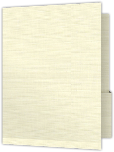 Natural White Linen 100lb 9 x 12 Two Pocket Folders with 4 1/4 Inch Deep Box Pockets and 1/4 Inch Expansion with Double Score Spine