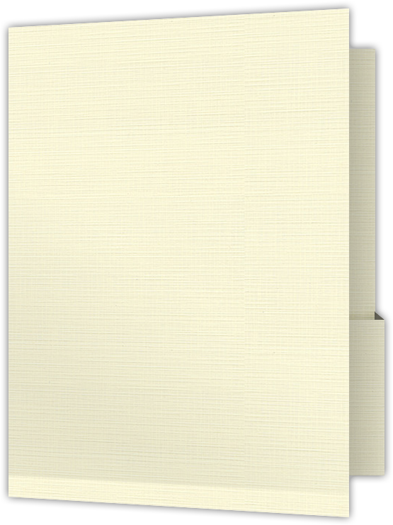 Natural White Linen 100lb 9 x 12 Two Pocket Folders with 4 1/4 Inch Deep Box Pockets and 1/4 Inch Expansion with Double Score Spine